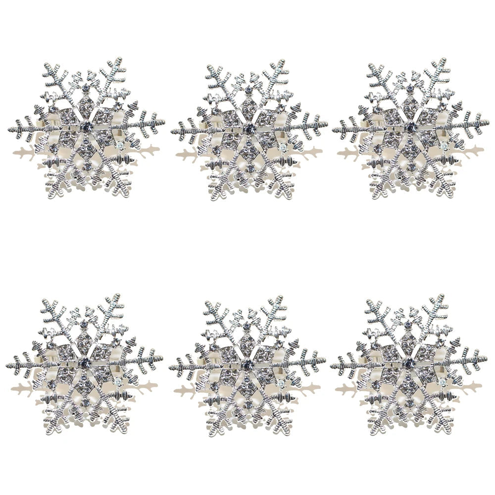 Set of 6 silver &amp; gold snowflake napkin rings