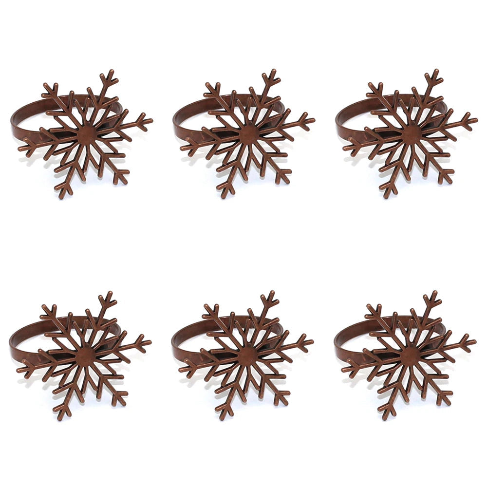 Set of 6 silver &amp; gold snowflake napkin rings