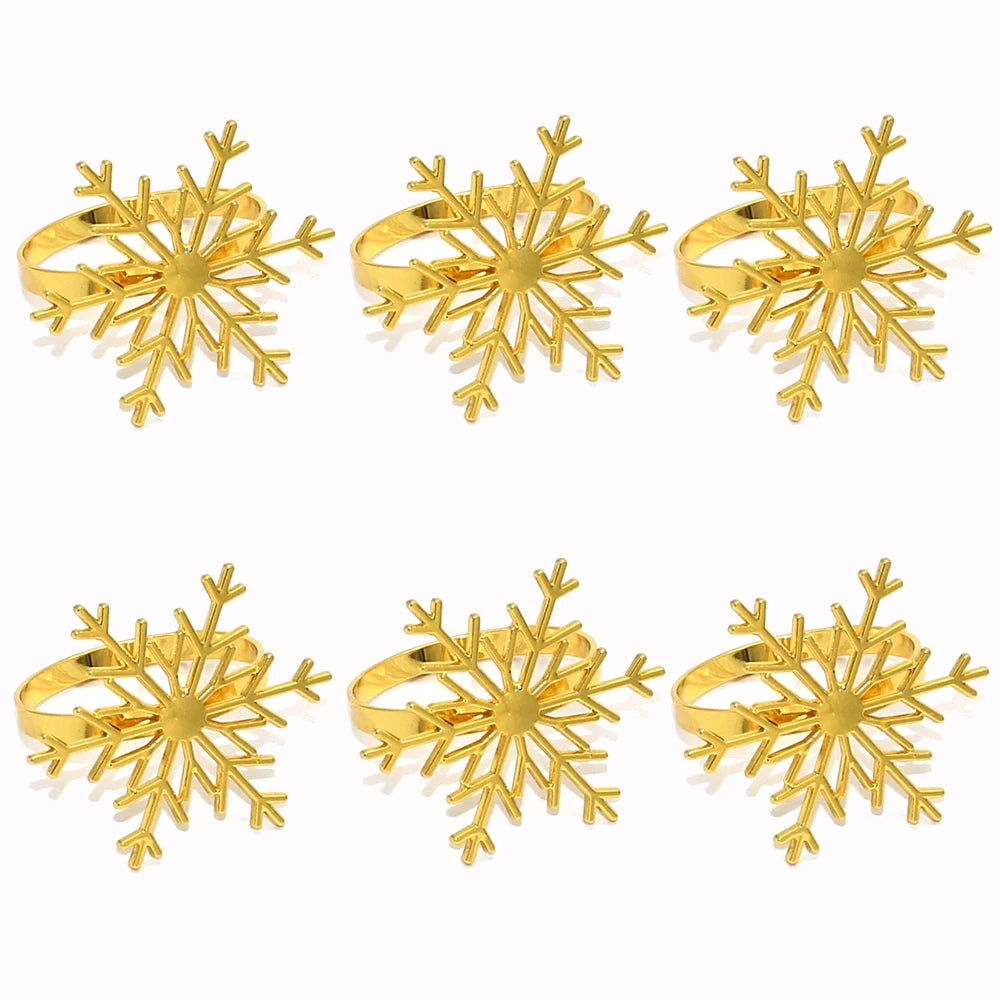 Set of 6 silver &amp; gold snowflake napkin rings