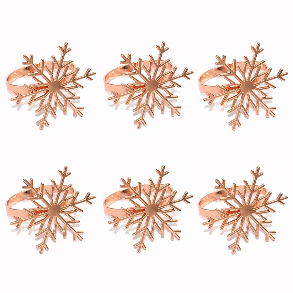 Set of 6 silver &amp; gold snowflake napkin rings