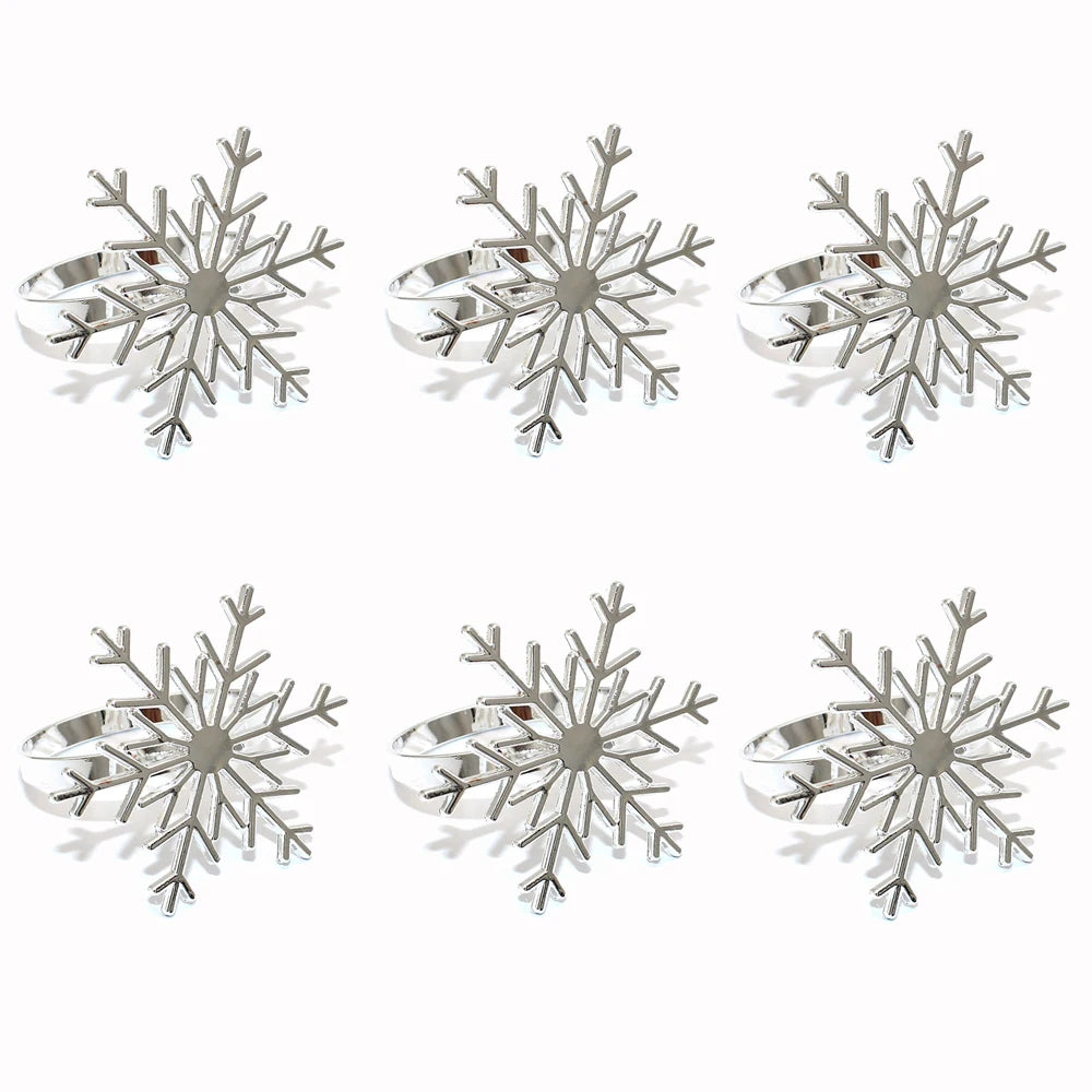 Set of 6 silver &amp; gold snowflake napkin rings