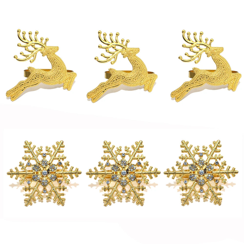 Set of 6 silver &amp; gold snowflake napkin rings