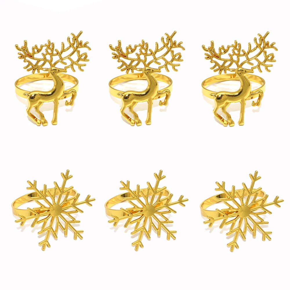Set of 6 silver &amp; gold snowflake napkin rings